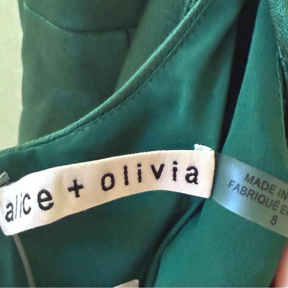 ALICE + OLIVIA Montana Cowl Neck Slip Gown Maxi Dress Deep Emerald Green Sz 8 - Picture 6 of 6